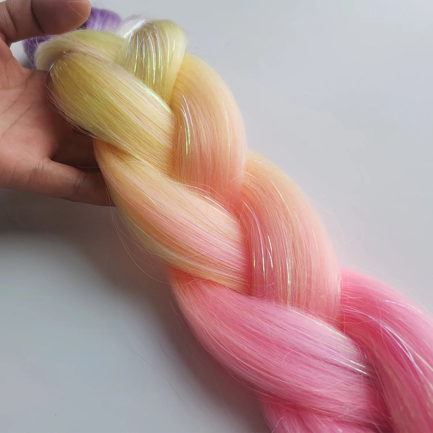 Colored Braiding Hair Mix Tinsels  Jumbo Braiding Tinsel Hair 4 Tones Ombre Braids  24 inch Festival Rave Hair For Girls Kids