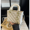 Quilted Pattern Solid Color Pu Handbag With Pendant Decoration, Versatile Noble Women's Crossbody Bag, Fashionable Handbag