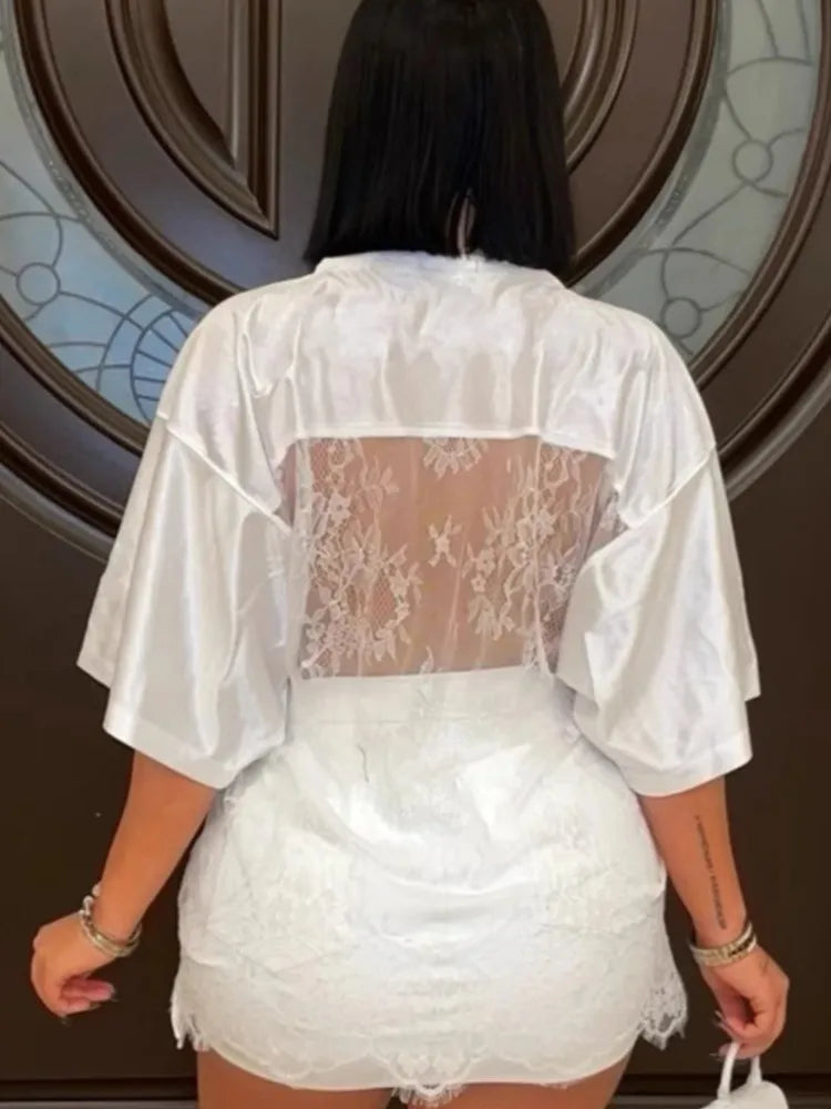 Letter Print T-Shirts Top Women 2025 Spring Summer V-Neck See Through Backless Loose Short Sleeve Y2K Sexy Trend Streetwear Tops