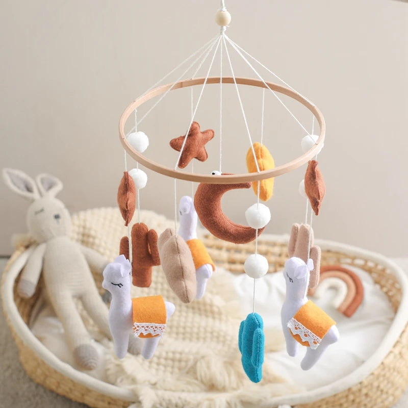 Baby Crib Mobile Rattle Toy 0-12Months Infant Soft Felt Teddy Velvet Pink Bear Bed Bell Hanging Toy Holder Bracket Crib Girl Toy