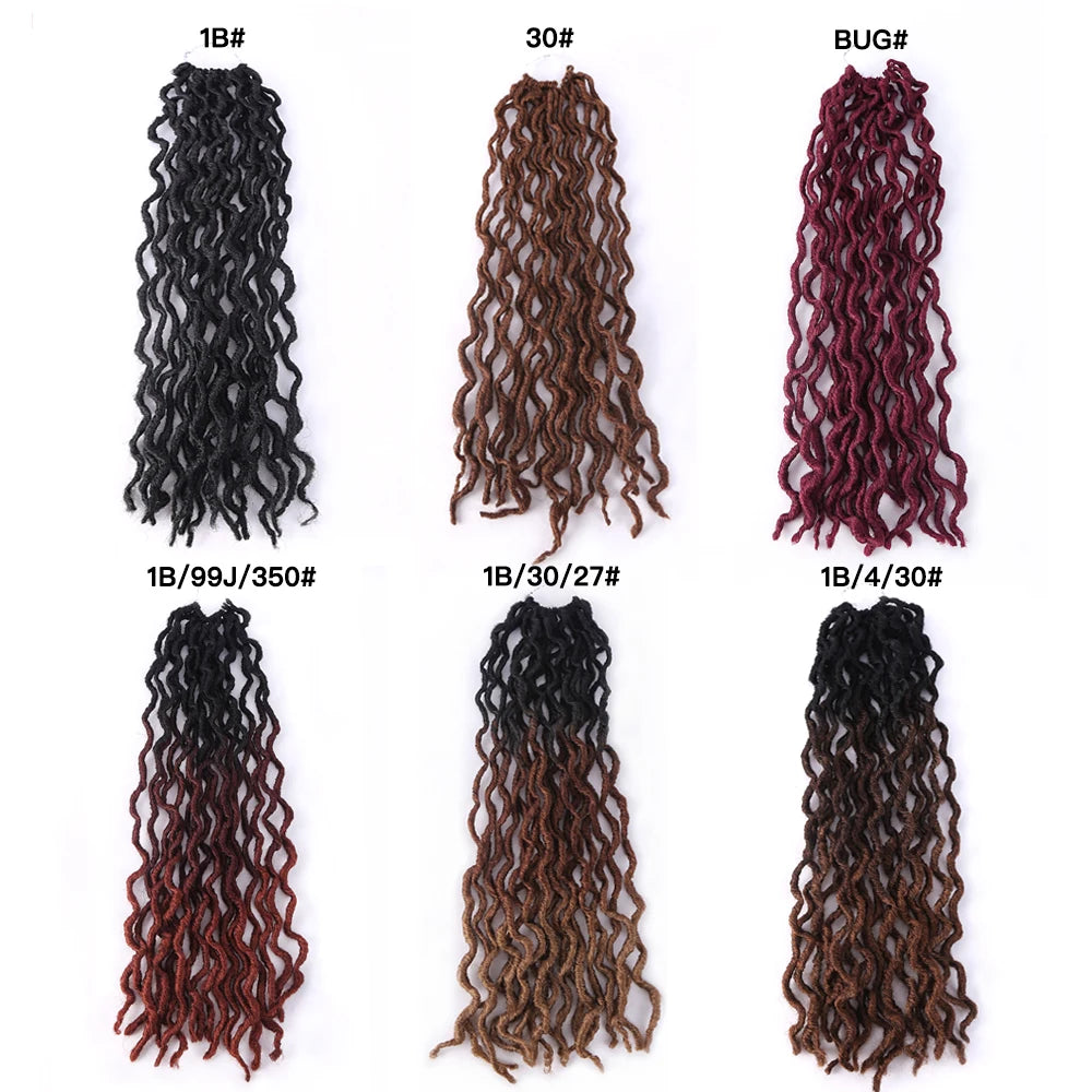 Goddess Faux Locs Crochet Hair Soft Curly Dreadlocks Hair Extensions Synthetic Braiding Hair Ombre Crochet Locs Wholesale Braids