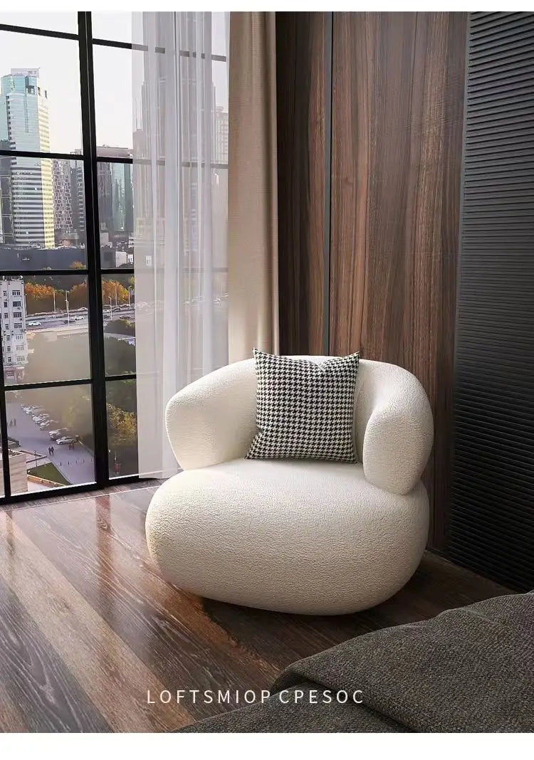 Small unit living room balcony leisure small sofa lamb wool single sofa ins style lazy sofa chair