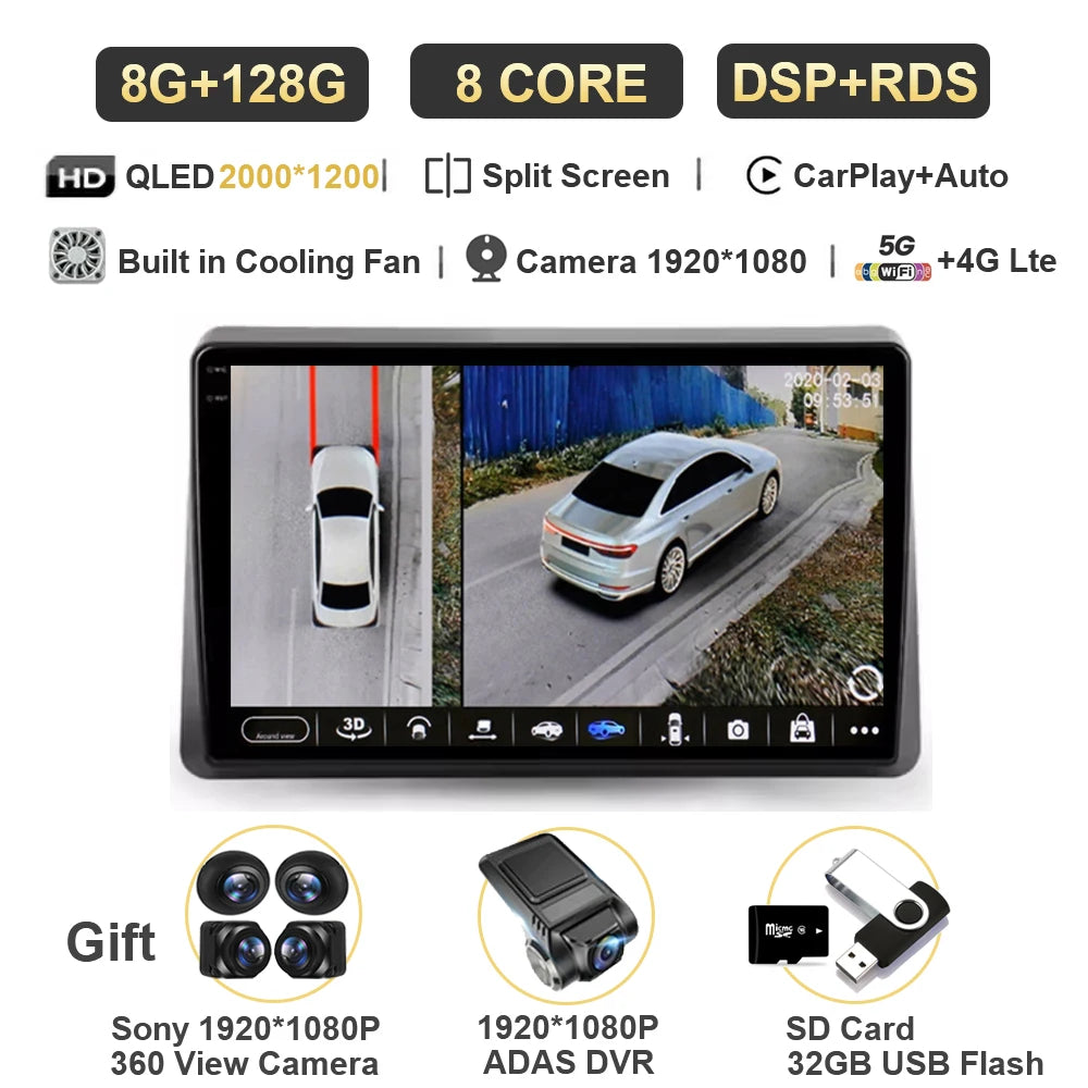 Android 14 Carplay Auto For Renault Master 2019 2020 2021 2022 Car Radio Navigation DVD Video Player 2 Din Stereo 360 Camera DSP