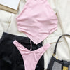Sexy Halter Bandana Bikinis Set Swimwear Women Thong Swimsuits Backless Bathing Suit Bikini 2024 Mujer Swim Wear Biquini Summer