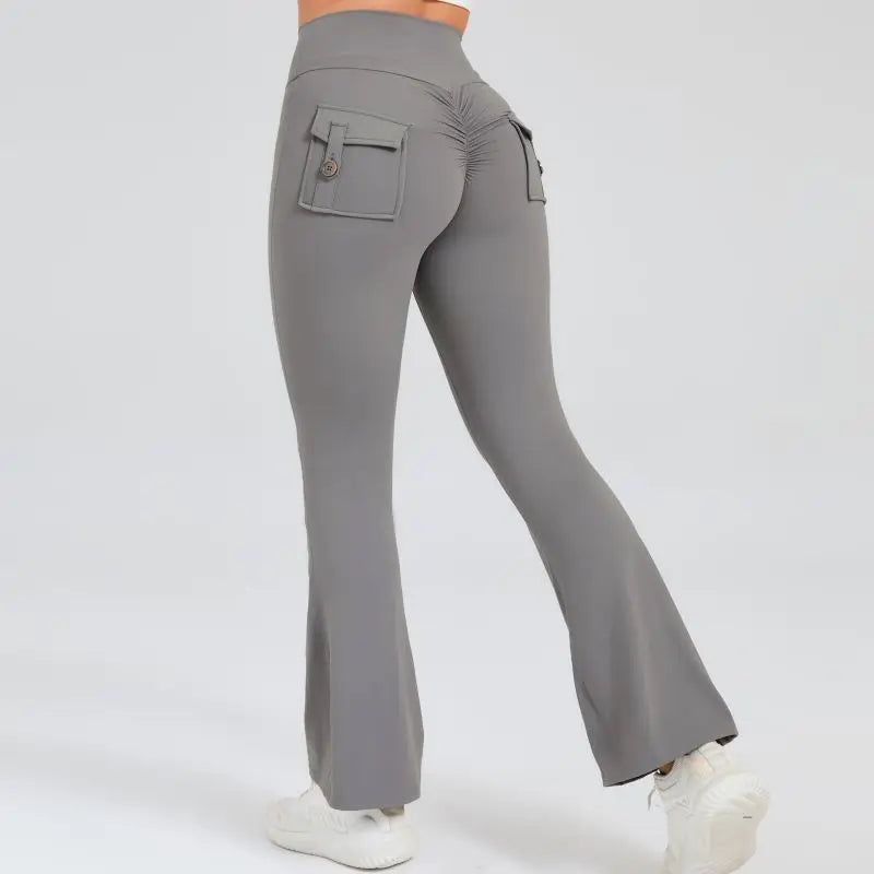 Women Flare Pocket Leggings High Waist Sport Yoga Pants Quick Dry Breathable Leggings Outfit Fitness Gym Clothes Sportwear Pant
