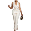 Elegant Blazer Jumpsuits Summer Clothes Women Sleeveless V-Neck Straight Pants Rompers Playsuits OL Style One Pieces Overalls
