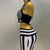 2025 New Women Celebrity Sexy Jacquard Black White Two Piece Bodycon Striped Bandage Skirt Set Designer Evening Party Dress