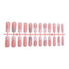 24pcs Long Ballet French Press on Nails with Cute Pink Bow Shiny Diamond Decor False Nail Tips Wearable Sweet Korean Fake Nails