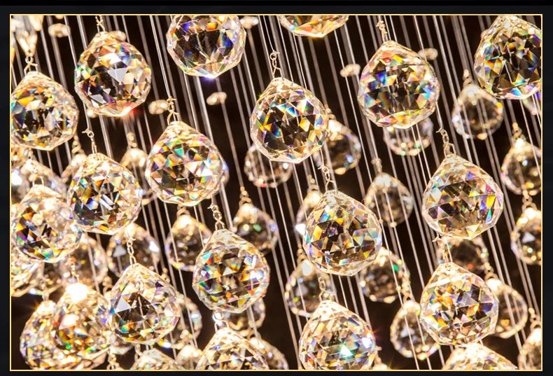Chandelier K9 Crystal Pendant Ball Square Chandelier Lighting Fixture Raindrop Curtain Glass Chandelier LED Light