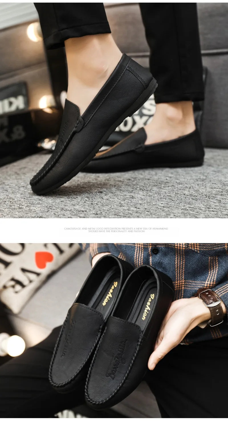 Men Casual Shoes 2024New Men's Loafers Comfortable Flat Casual Shoes Men Breathable Moccasins Slip-On Soft Leather Driving Shoes