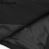 Willshela Women Fashion Satin Black With Feather Blazer Jacket Vintage Notched Neck Single Button Long Sleeves Female Outfits