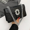 Crocodile Embossed Shoulder Bags For Women Flap PU Leather Fashion Rhinestone Decor Small Square Crossbody Bag Designer Handbag