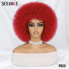 Short Afro Wigs for Black Women Blonde 10" Afro Curly Wig With Bangs 70s Bouncy Natural Synthetic Female Wigs for Party Cosplay