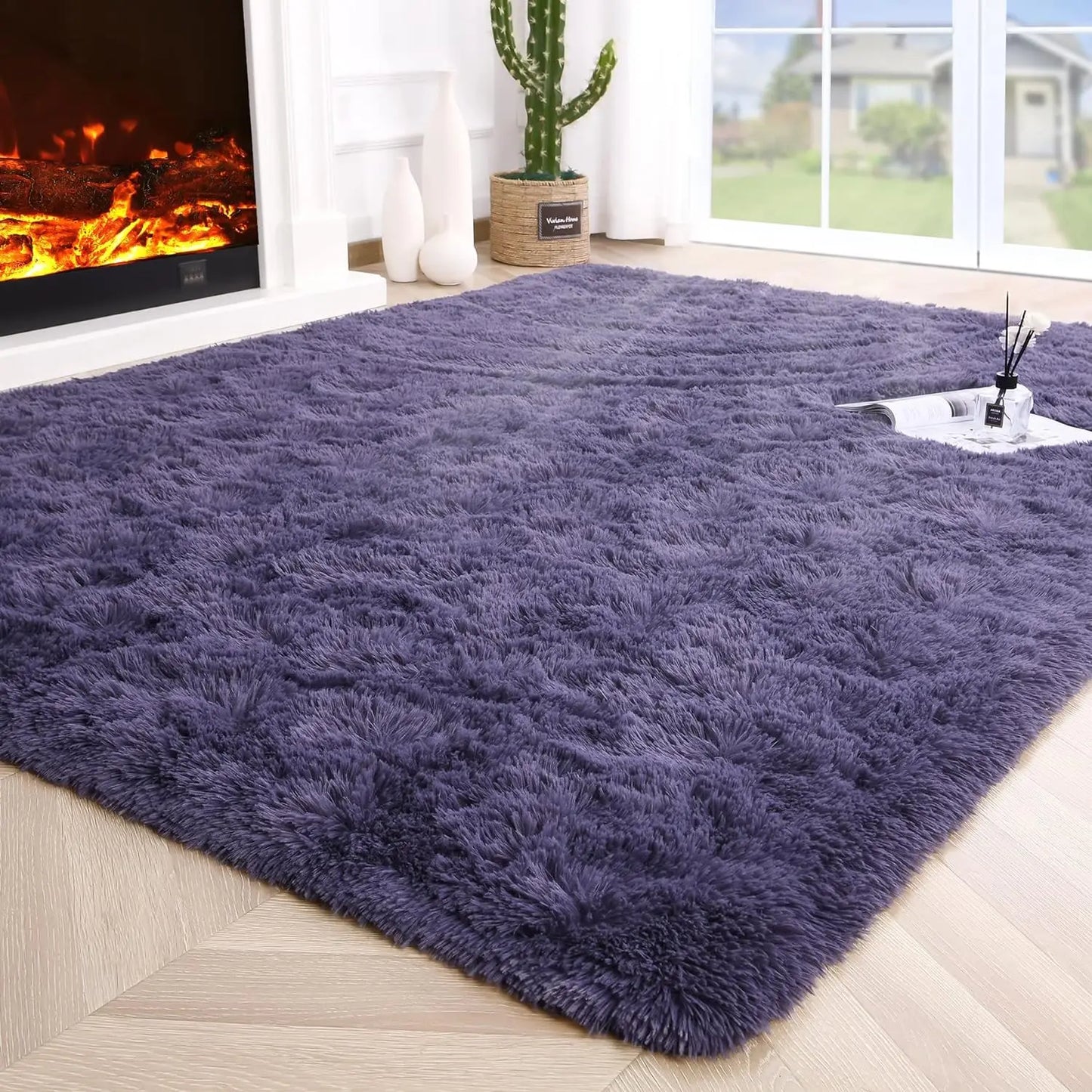 Fluffy Bedroom Rug Carpet Shaggy Fuzzy Rugs for Bedroom Thick Black Area Rugs for Living Room Rugs  for Girls Boys