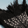 Znaiml Sexy Feathers Rhinestones Backless Diamond Sheer Mesh Bodycon Dresses for Woman Rave Club Birthday Party Night Vestidos