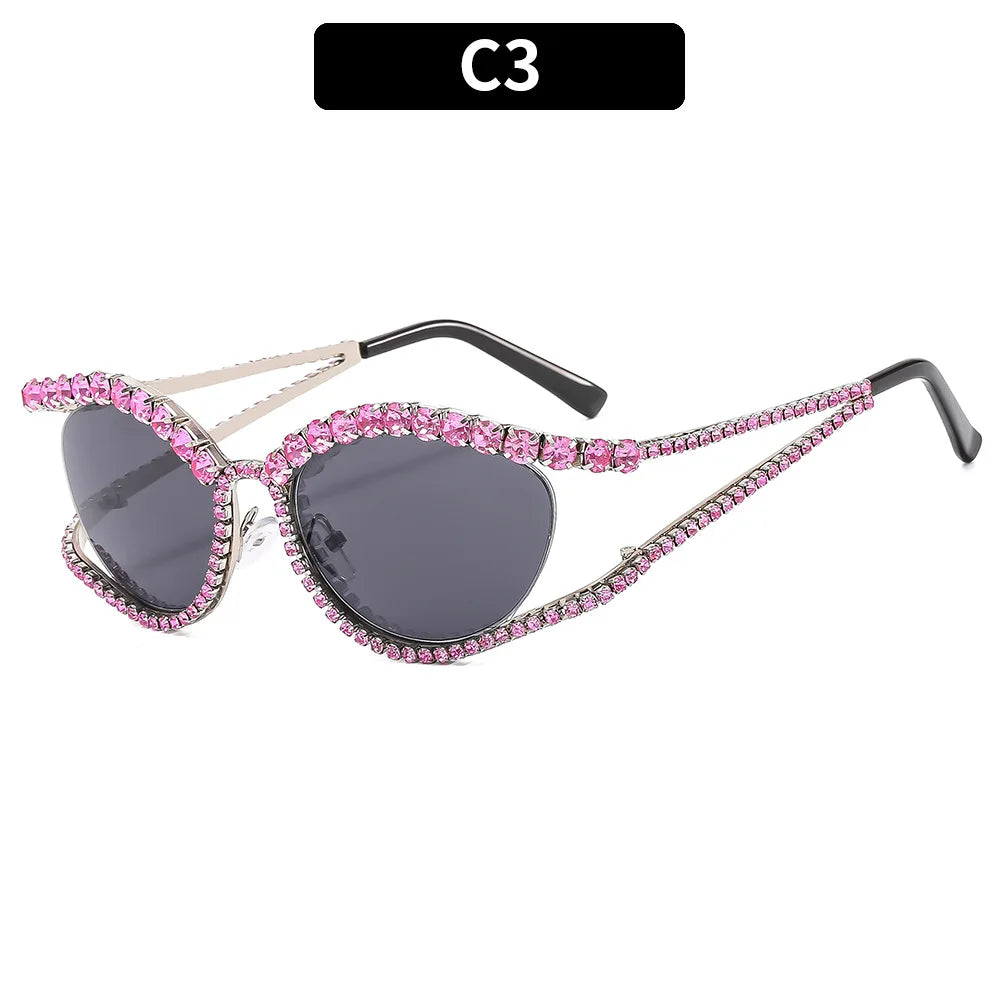 XJiea 2024 Designer Rhinestone Sunglasses For Women Luxury Brand Fashion Steampunk Men Eyeglasses Party Beach Shades Accessory