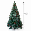 6/7FT Realistic Green Artificial Christmas Tree,Unlit,Decorated with Natural Pinecones & Holly Berries, Quick Setup,Metal Stand