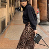 TRAFZA 2024 Women Fashion Leopard Print Skirt Vintage High Waist Midi Skirts Elegant Women Summer Casual Streetwear Skirt