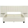 Queen Size Upholstered Platform Bed Velvet Fabric Big Headboard Wooden Frame Bedroom Storage Slat Support No Box Spring Needed