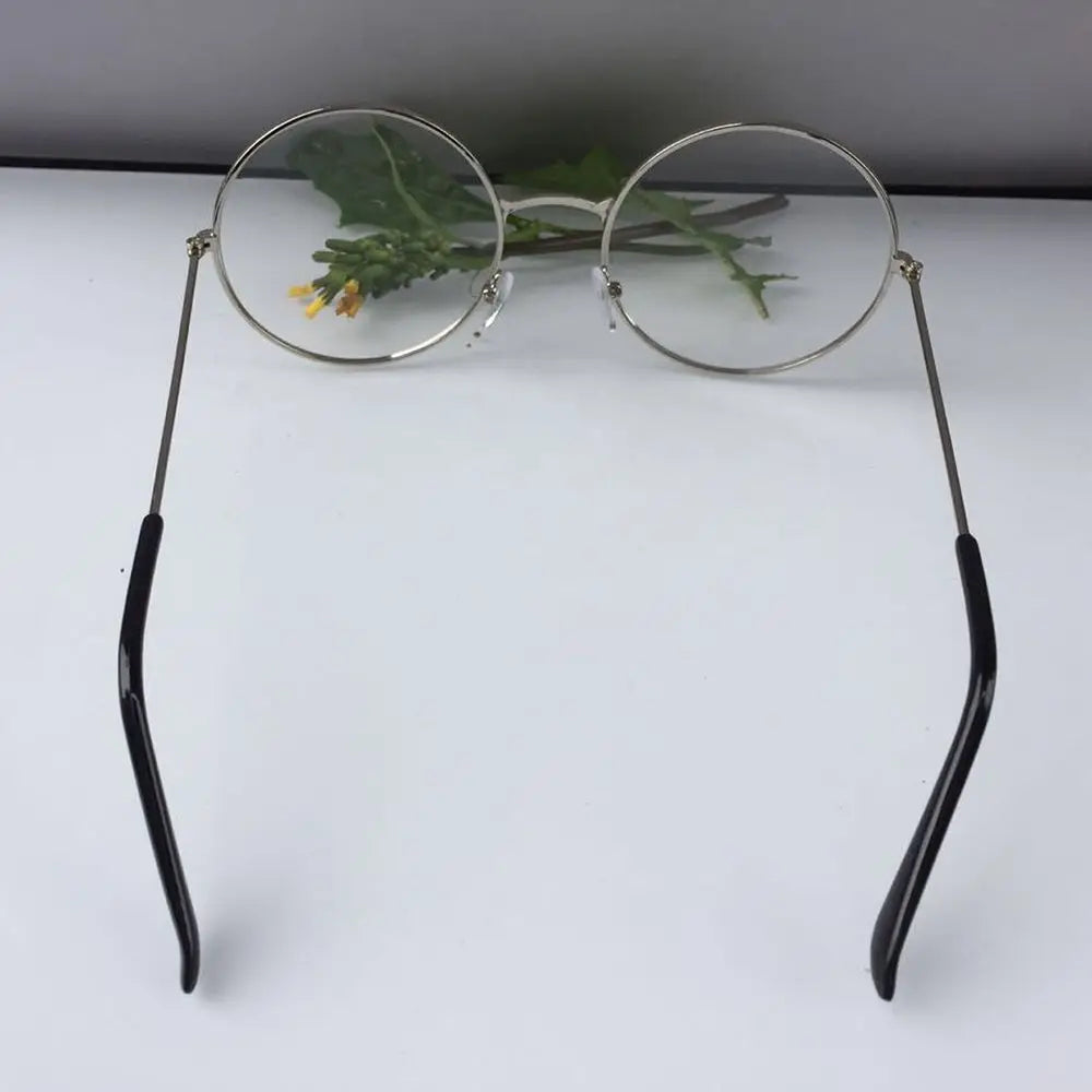 New Metal Frame Glasses Clear Round Lens Eye Glasses for Women Men Large Oversized Eyeware Harajuku Decorative Glasses Gifts
