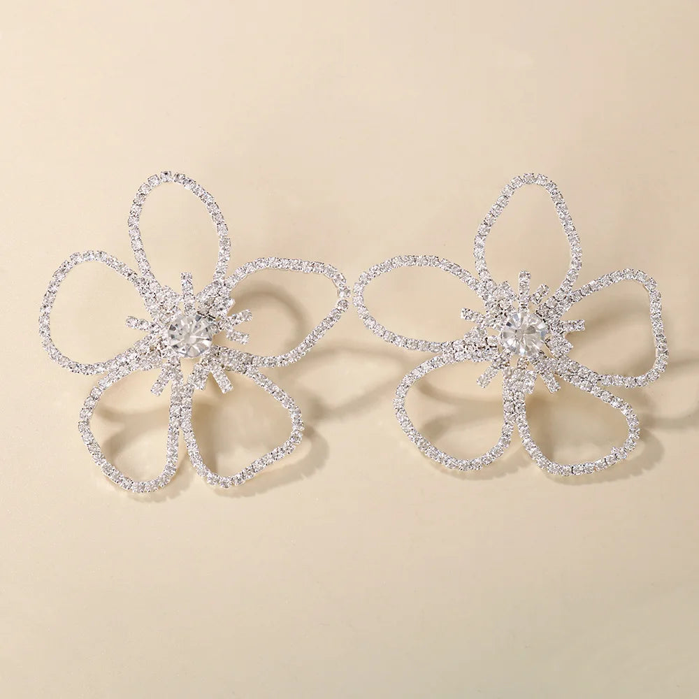 Stonefans Rhinestone Flower Earrings Luxury Ladies Banquet Jewelry Crystal Fashion Jewelry Wedding Camber Unique Dangle Earrings