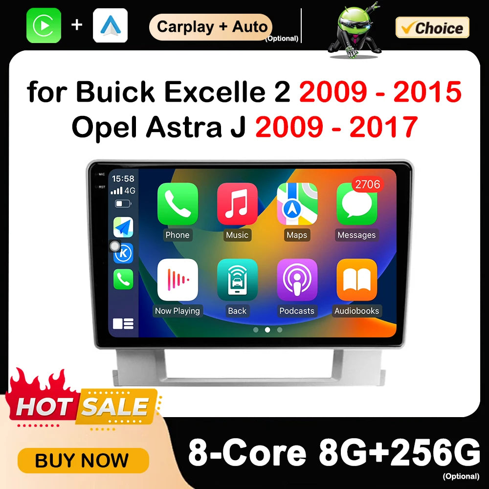 Android OS GPS Navi 9 '' Car Radio Multimedia Player WiFi Carplay for Buick Excelle 2 2009 - 2015 Opel Astra J 2009 - 2017