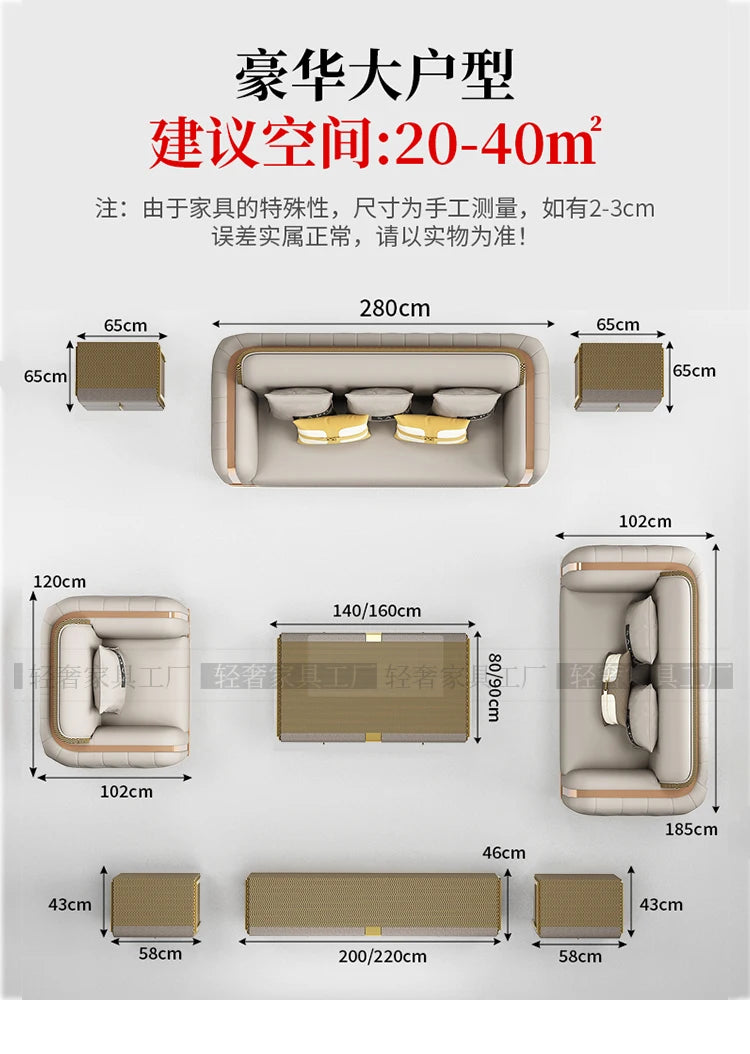 Luxury Fancy Living Room Sofa Genuine Leather Designer Italian Sofa Loveseat Single Canape Salon De Luxe Apartment Furniture