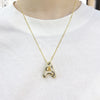 MHS.SUN New Leopard Bubble Letter Necklace Gold Plated Chunky Bubble Zircon 26 Initial Pendant Necklace Women Fashion Jewelry