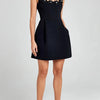 Women Summer O Neck Casual Patchwork Mini Dress, 2024 Sleeveless Sexy Zipper Party Dress, Backless Holiday Elegant Ladies Dress