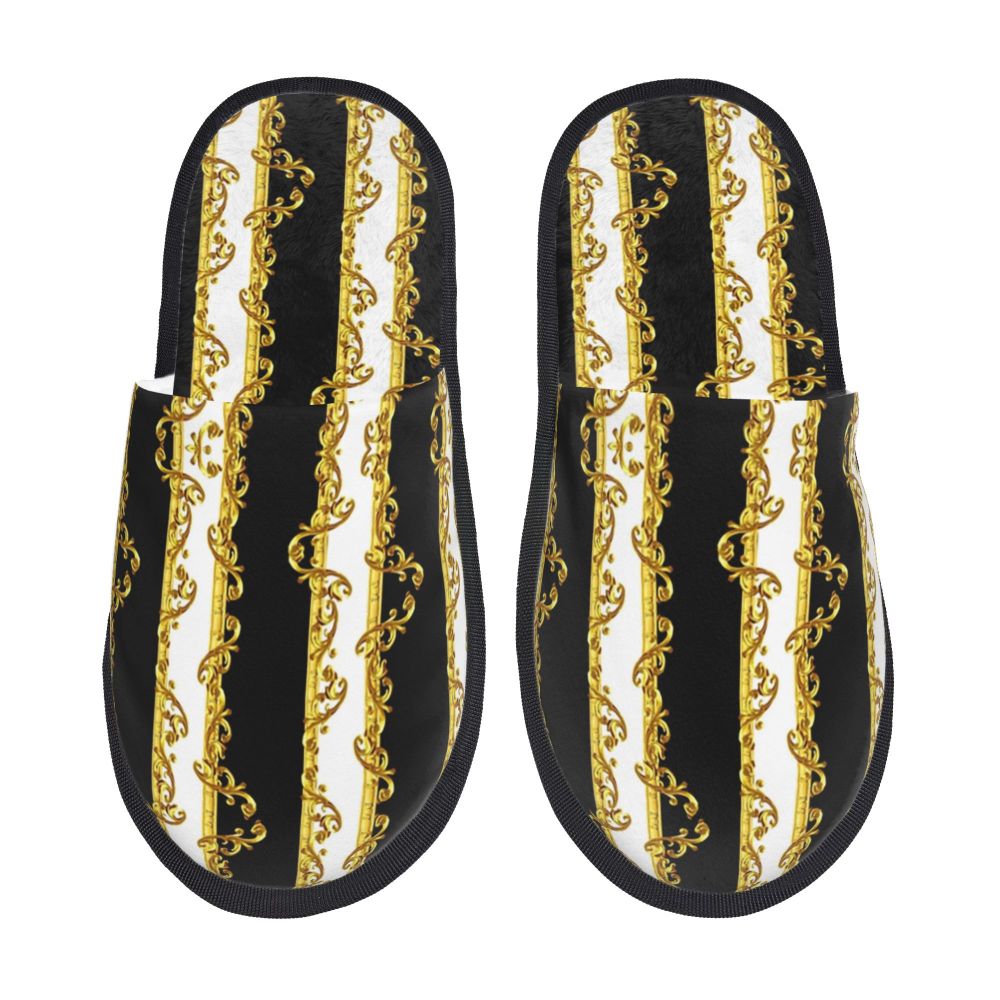 Custom Queen Of Absolutely Everything Gold Baroque Soft Memory Foam House Slippers Women Comfy Warm Anti-skid Sole Slipper