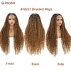 Boho Box Braided Wigs Curly Hair Synthetic Full Lace Front Wigs for Black Women Goddess Locs Braid Wig Bohemian Box Braid Wig