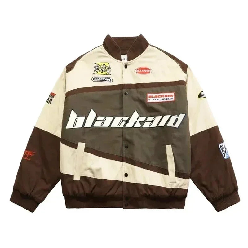 Retro Gothic Alphabet Embroidery Oversized Motorcycle Uniform Baseball Uniform Men's Y2K New Trend Harajuku Hip-Hop Joker Jacket
