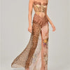 Mozision Leopard Print Lace Split Sexy Maxi Dress Women Gown Elegant Patchwork Chiffon Sleeveless Backless Beach Evening Dress