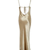 Oligai Elegant Satin Backless Maxi Dress For Women Gown Summer Spaghetti Strap Sleeveless Party Long Dress Vestido Robe Femmes