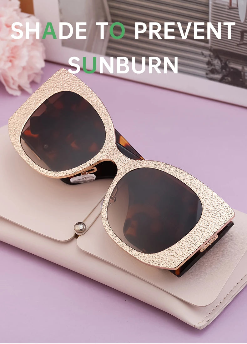 Oversized Cat Eye Sunglasses Women 2024 Luxury Brand Designer Punk Round Sun Glasses For Ladies Trendy Big Frame Eyewear UV400