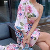 Floral Print Ruffle Skirt And Top Two Piece Set Elegant Women Summer Skirt Matching Suit Office Lady Chic Trumpet Skirt Outfits