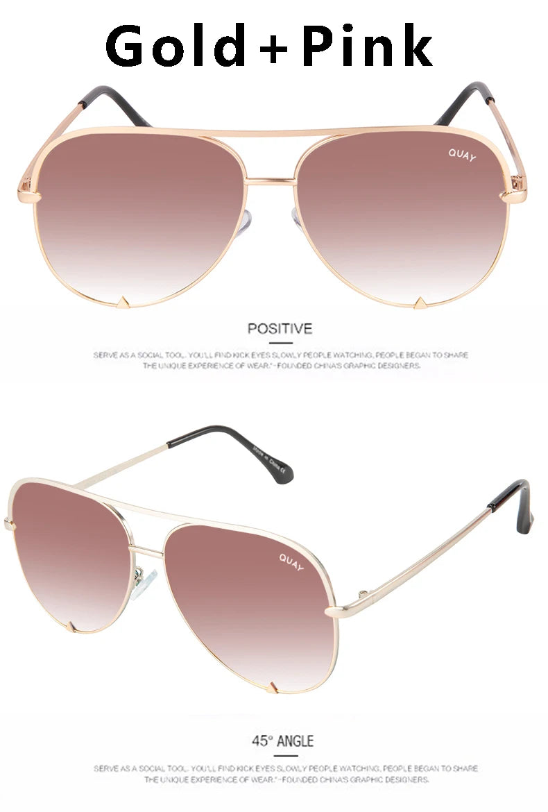 Quay Sunglasses Women Brand Designer Mirror Pilot HIGH KEY Sunglasses UV400 Women's Eyewear Ladies Shades Female
