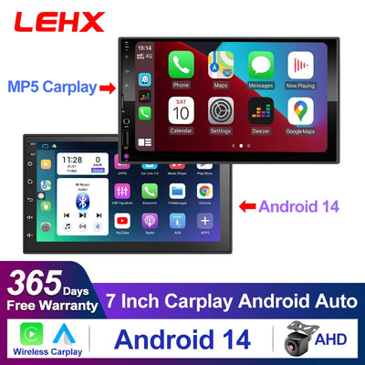 LEHX 7" 2Din MP5 Video Carplay & 4Core Android 14 Car Radio Audio Androidauto Carplay 4G GPS WIFI Automotive Multimedia Player