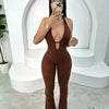 Women Knit Halter Bow Sleeveless Long Jumpsuits 2025 Summer Backless Sexy Outfits Night Club Party One Piece Rompers