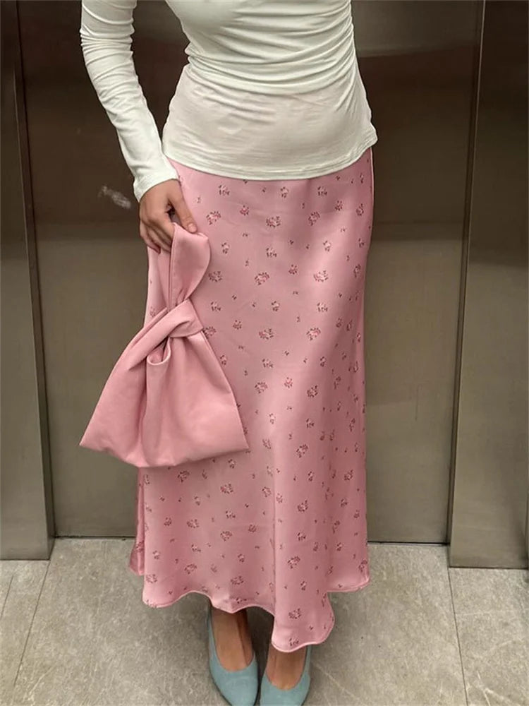 Tossy Summer Printed Fashion Long Skirt For Women High Waist Contrast Patchwork Slim Elegant Party Looks Ladies Y2k Maxi Skirt