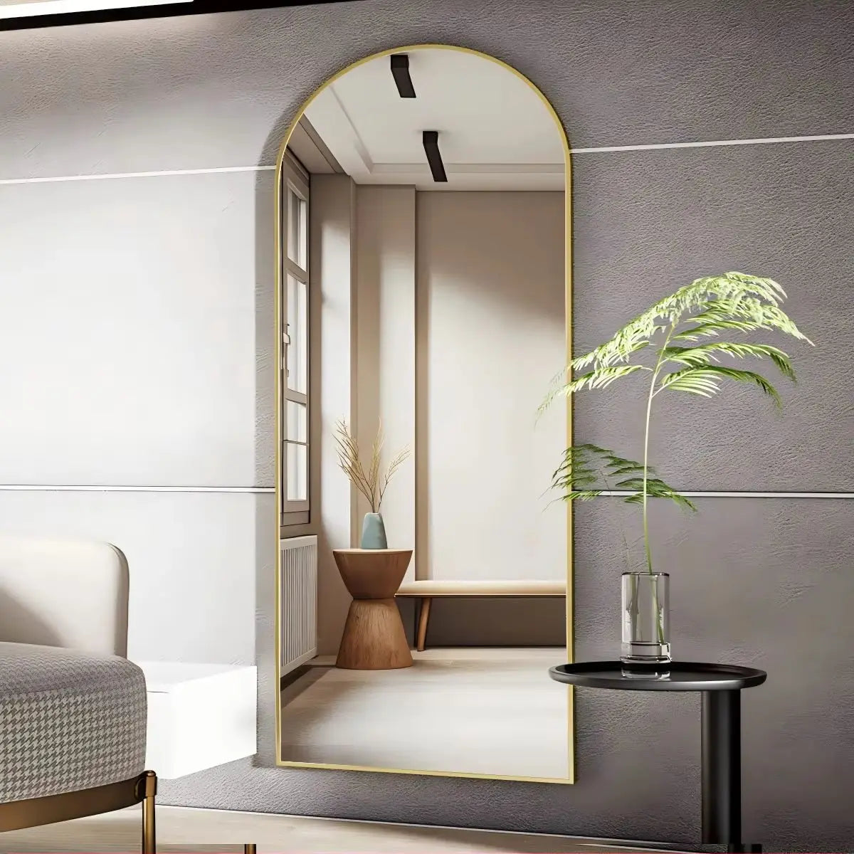 Arched Full Length Mirror, 71"x26" Full Body Floor Mirror Standing Hanging or Leaning Wall, Full Body Mirror with Stand