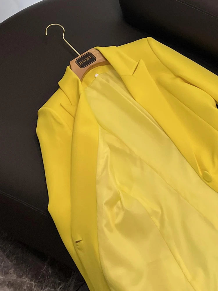 TWOTWINSTYLE New Hit Color Chic Blazers For Women Notched Collar Long Sleeve Patchwork Feathers Fashion Blazer Female KJA524948