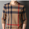 High Quality Luxury Men's Knitted Pullover Autumn Winter O-Neck Striped Wool Sweater British Casual Fashion Versatile Knitwear