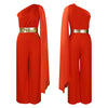 Elegant Jumpsuits & Rompers for Woman One Shoulder Flying Sleeve High Waisted Luxury Birthday Party Dinner Outfits Overalls 2024