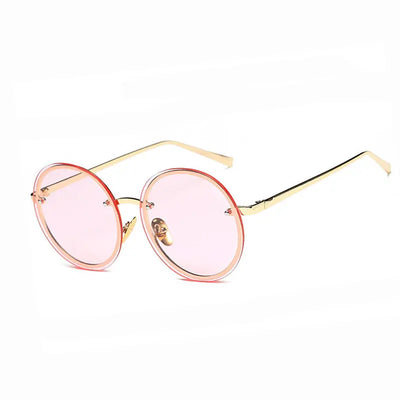 2023 New Arrival Big Round Women Brand Designer Vintage Sunglasses Lady Fashion Oversize Clear Pink Sun Glasses Summer