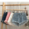 ITOOLIN Women Vintage Tassels Denim Shorts Button Loose High Waist A-line Jean Shorts Casual Women Office Trousers Streetwear