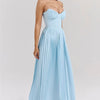 Mozision Off-shoulder Backless Pleated Maxi Dress For Women Fashion Strapless Sleeveless High Waist Bodycon Sexy Long Dress