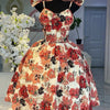 Elegant Floral Print A- Line Mini Dress with Bow Knot High Waist Slimming for Women Spring Season Fashion Casual Skirt