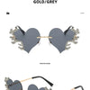 Rimless Sunglasses Women Luxury Brand Rhinestone Sun Glasses Ladies Cute Heart Shape Punk Party Eyewear очки від сонця женские