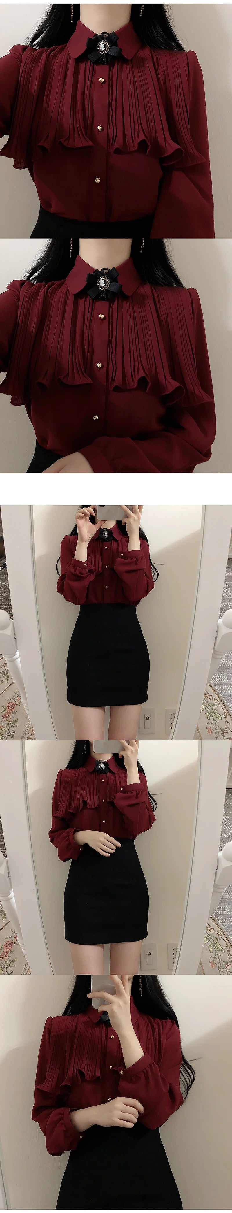 Korea Chic Tops Blusas Japan Style Elegant Hot Cute Preppy Girls Work Button White Shirts Retro Flhjlwoc Fashion Women Blouses